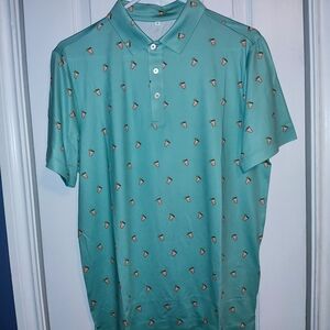 Men's Teal Polo Shirt with Ice Cream Print